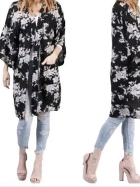 Spiritual Gangster Black & White Floral Swim Coverup